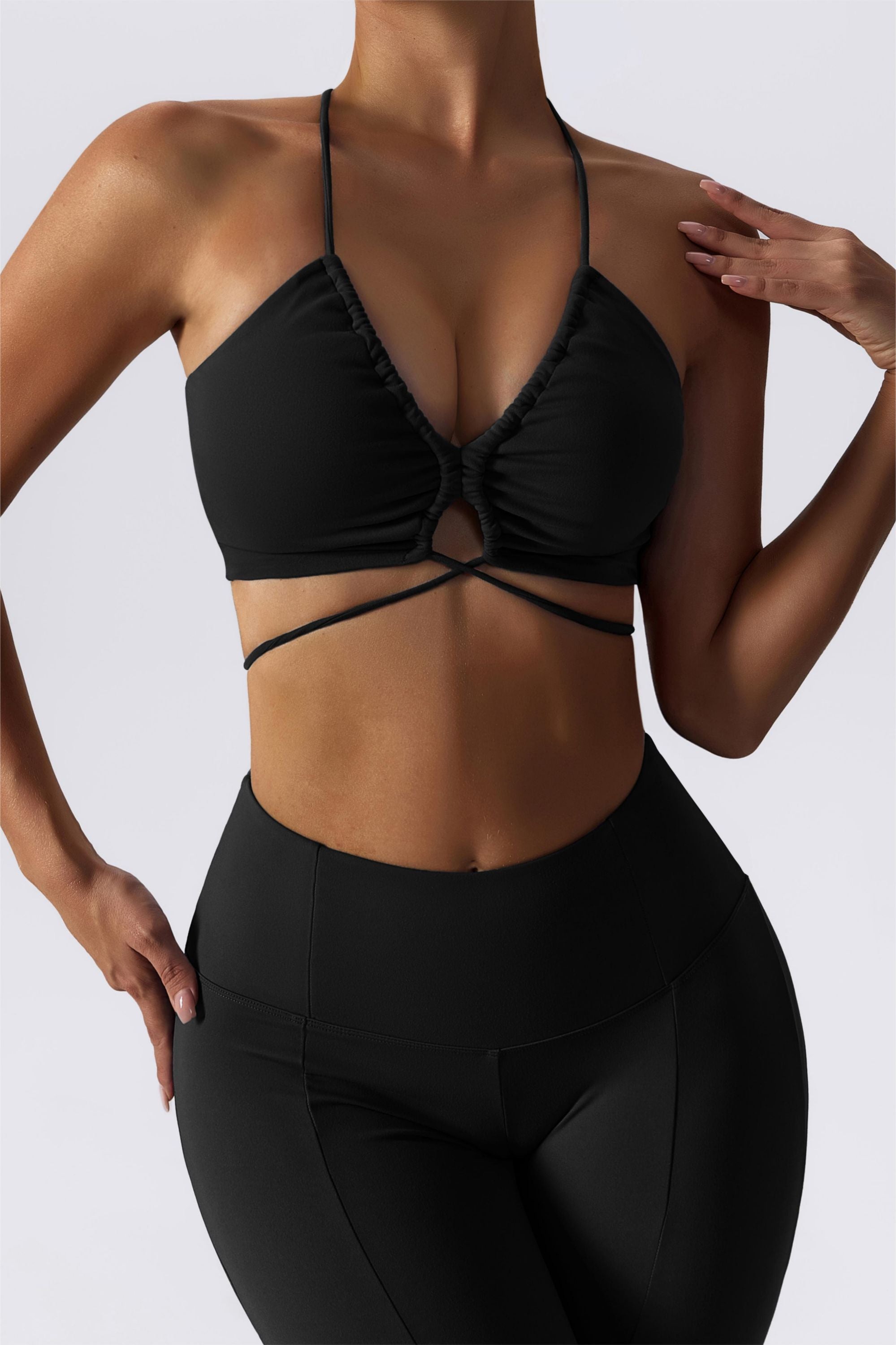 Criss Cross Straps with Drawstring Sports Bra by bornfocus