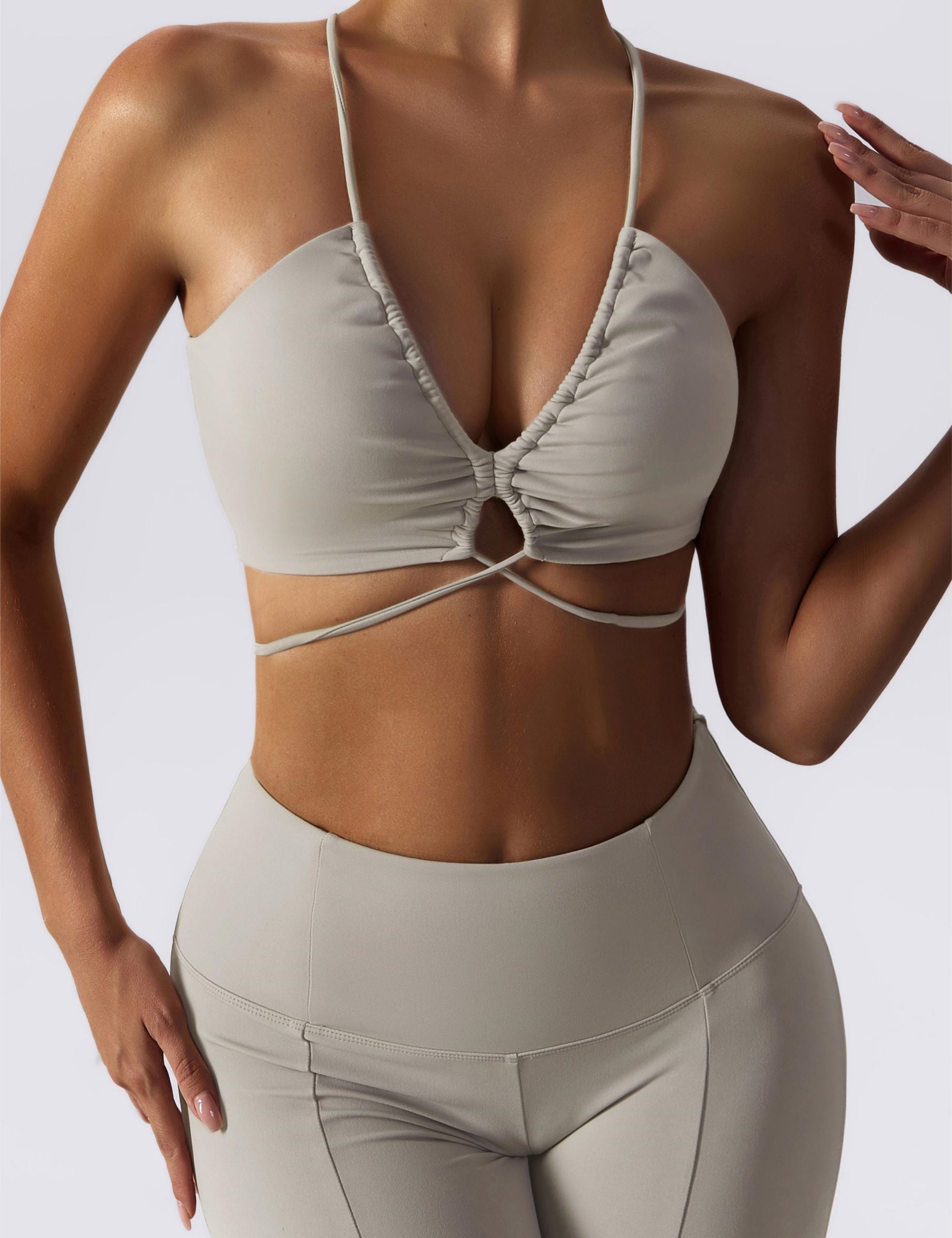 Criss Cross Straps with Drawstring Sports Bra by bornfocus