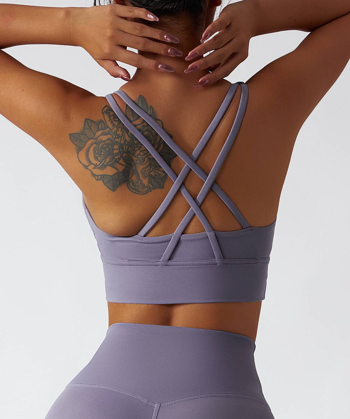 Strappy Crossover Back Sports Bra by bornfocus