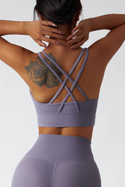 Strappy Crossover Back Sports Bra by bornfocus