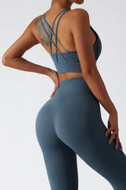 Strappy Crossover Back Sports Bra by bornfocus