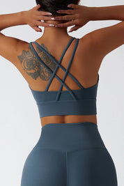 Strappy Crossover Back Sports Bra by bornfocus