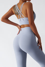 Strappy Crossover Back Sports Bra by bornfocus