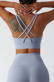 Strappy Crossover Back Sports Bra by bornfocus
