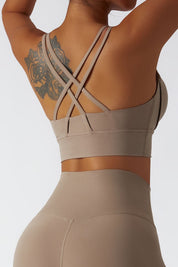 Strappy Crossover Back Sports Bra by bornfocus