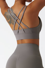 Strappy Crossover Back Sports Bra by bornfocus