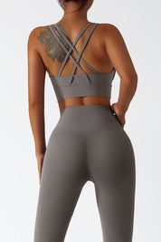 Strappy Crossover Back Sports Bra by bornfocus