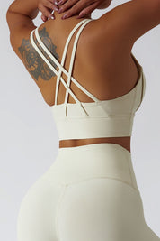 Strappy Crossover Back Sports Bra by bornfocus