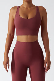 Strappy Crossover Back Sports Bra by bornfocus