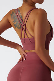 Strappy Crossover Back Sports Bra by bornfocus