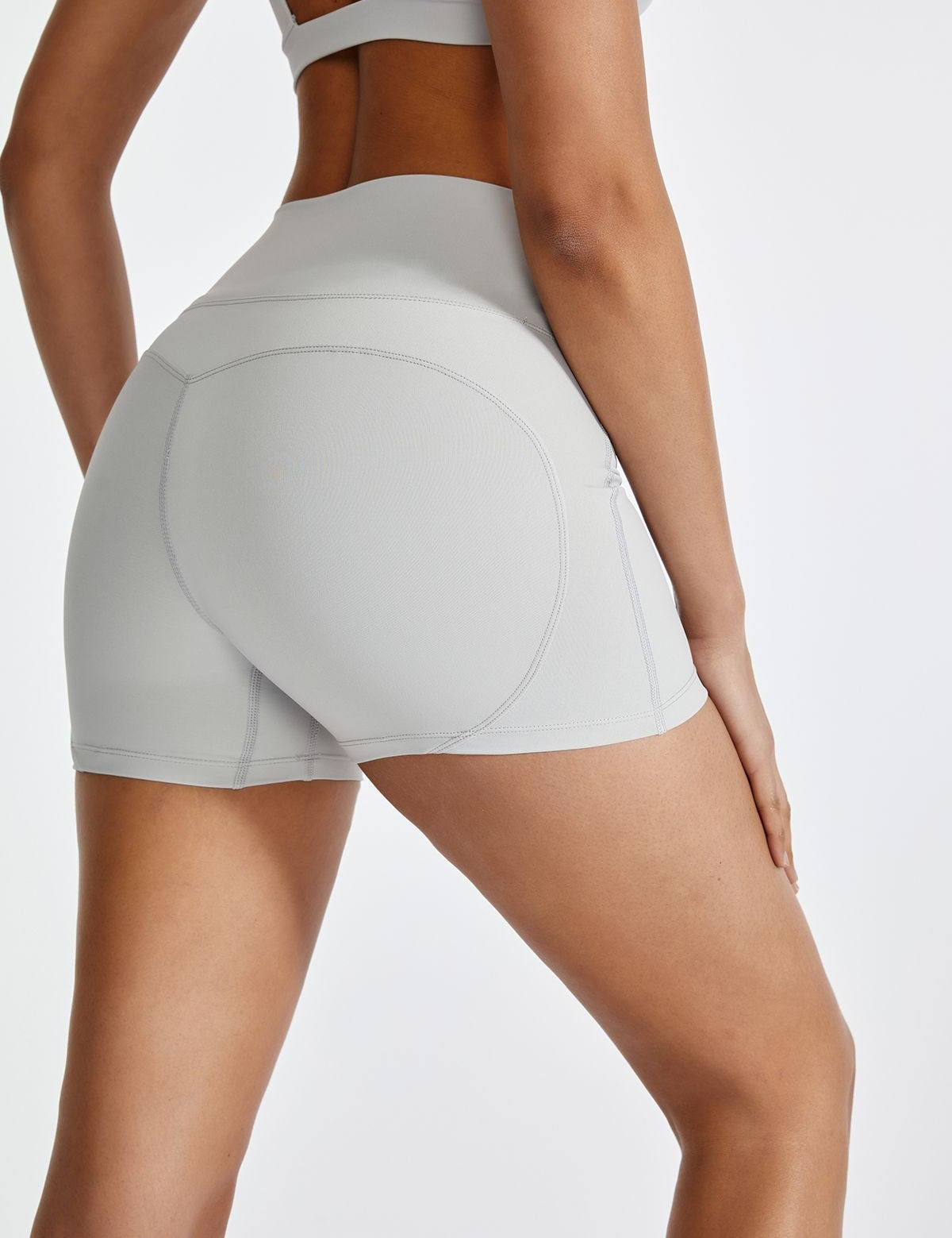 High-Rise Workout Crossover Waistband Shorts by bornfocus