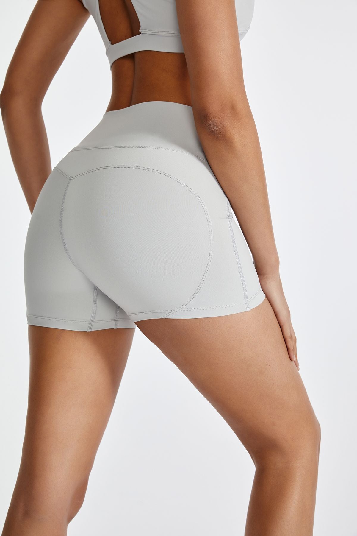 High-Rise Workout Crossover Waistband Shorts by bornfocus