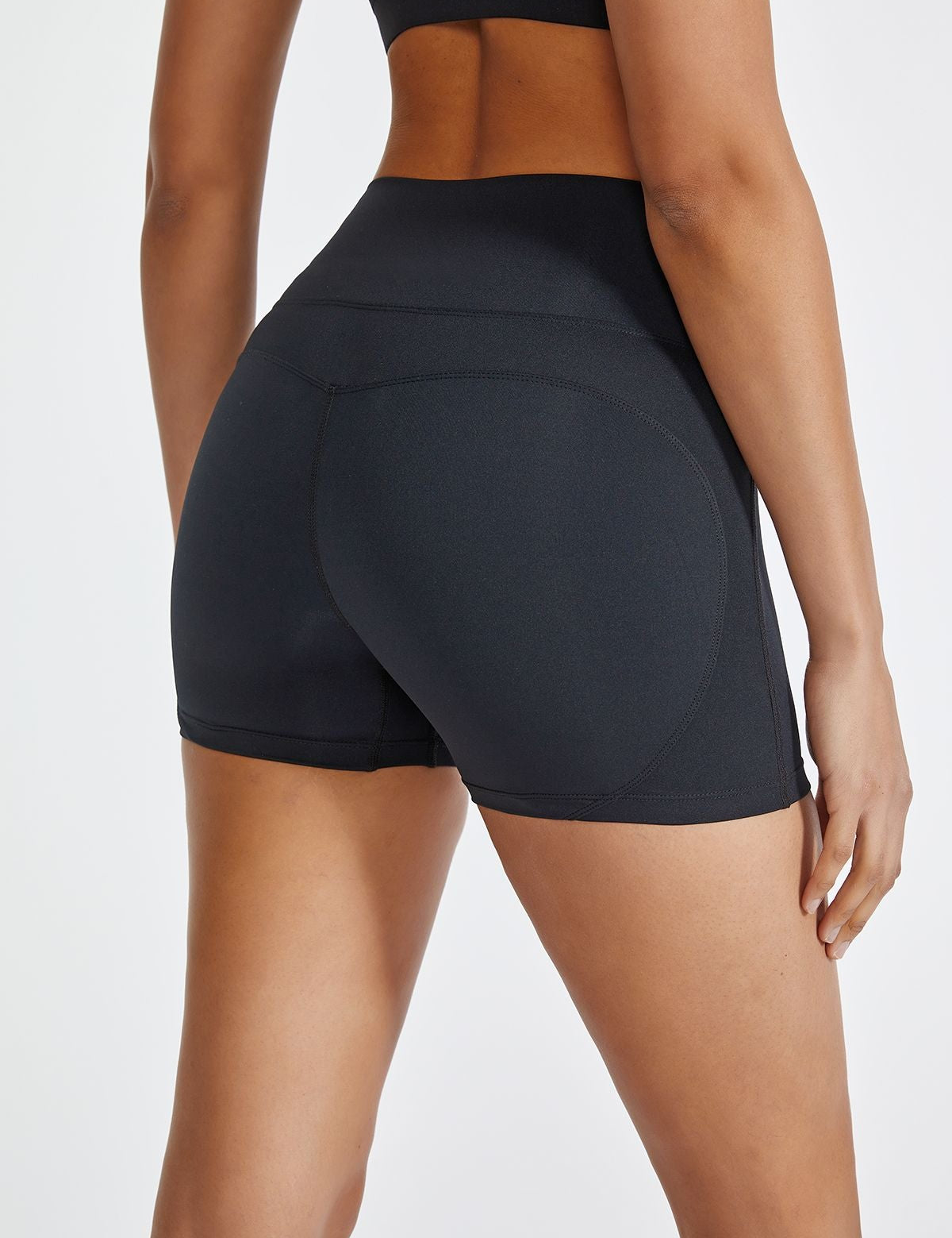 High-Rise Workout Crossover Waistband Shorts by bornfocus