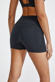 High-Rise Workout Crossover Waistband Shorts by bornfocus