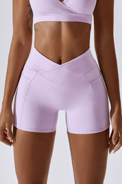 V-Waist Scrunch Mini Shorts With Pockets by bornfocus