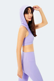 Deep V-Neck Hooded Sports Bra Tops by bornfocus