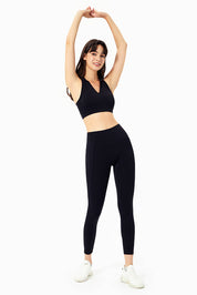 Deep V-Neck Hooded Sports Bra Tops by bornfocus