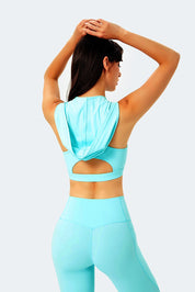 Deep V-Neck Hooded Sports Bra Tops by bornfocus