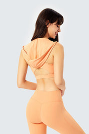 Deep V-Neck Hooded Sports Bra Tops by bornfocus