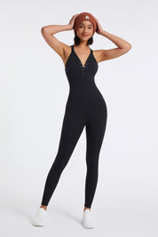 Deep V-Neck Henley Button Onesie by bornfocus