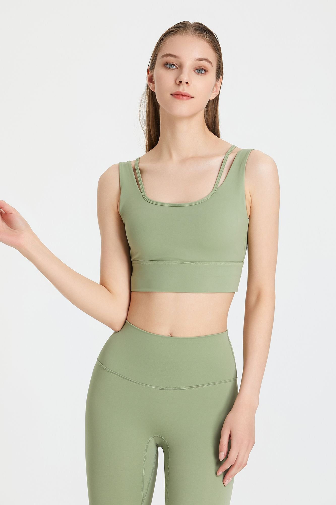 Deep V Open Back Sports Bra by bornfocus
