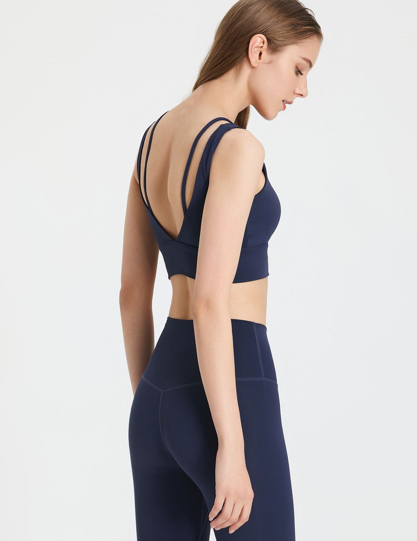 Deep V Open Back Sports Bra by bornfocus