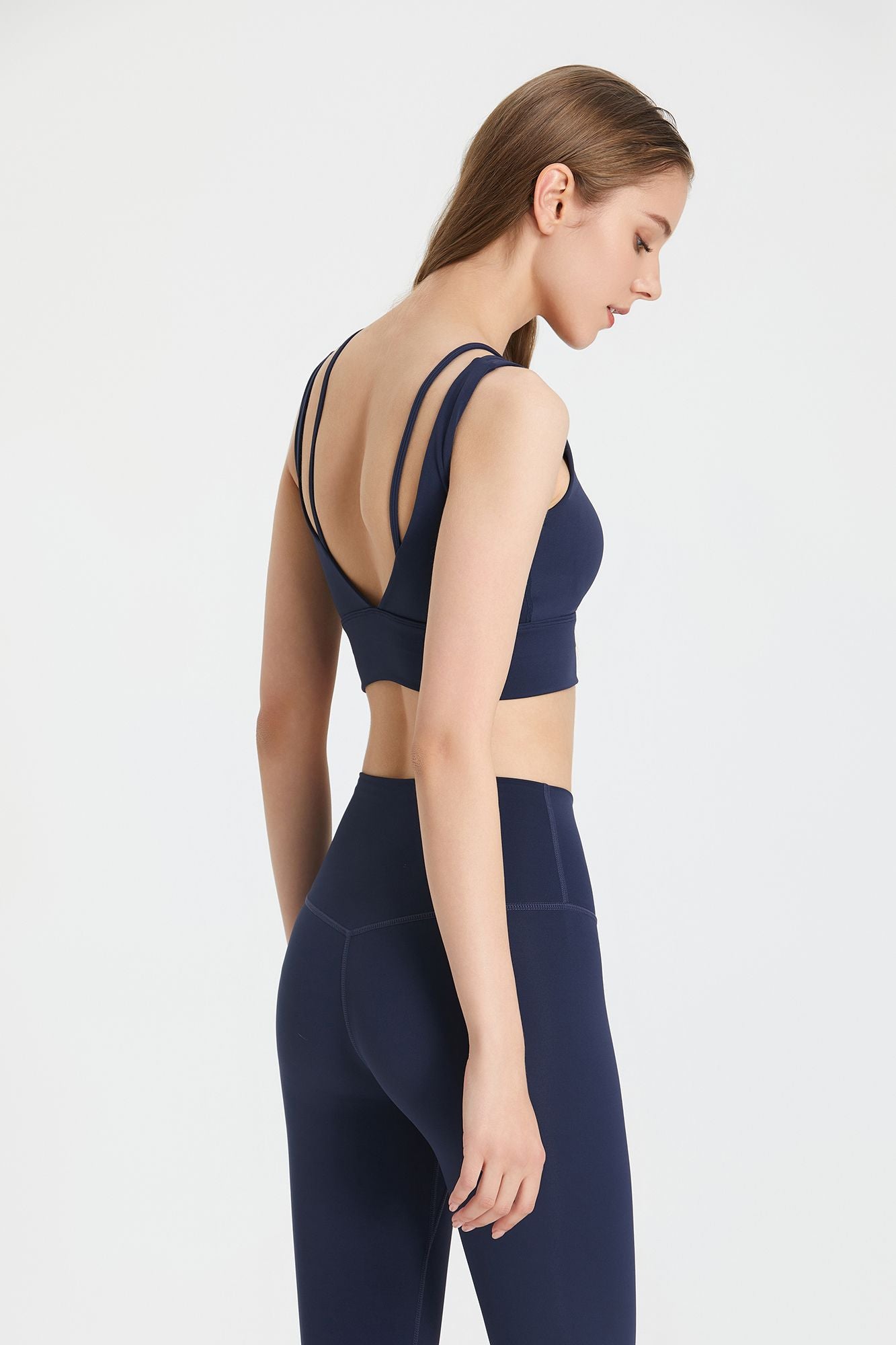 Deep V Open Back Sports Bra by bornfocus