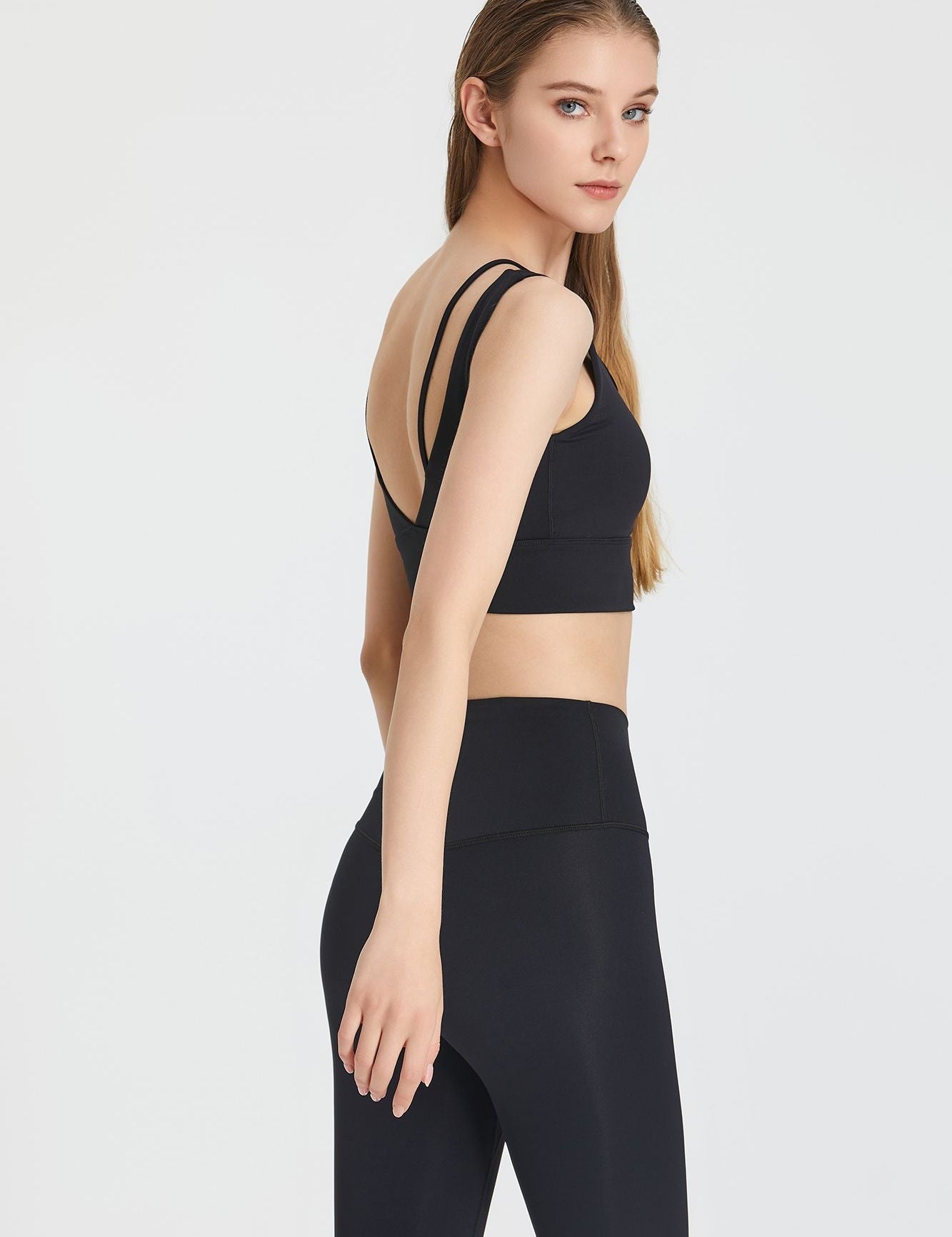 Deep V Open Back Sports Bra by bornfocus