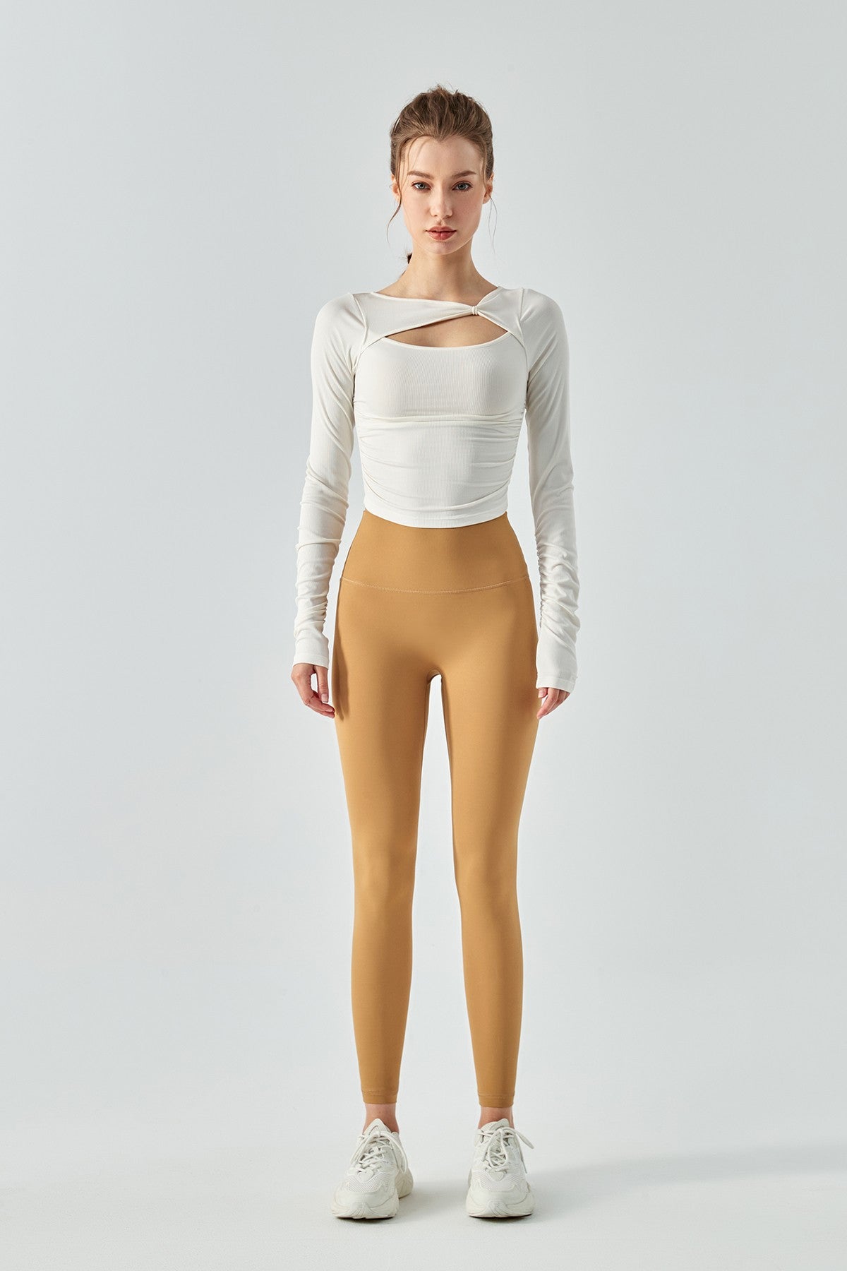 Ribbed Knit Long Sleeve Cutout Front Tops by bornfocus