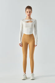 Ribbed Knit Long Sleeve Cutout Front Tops by bornfocus