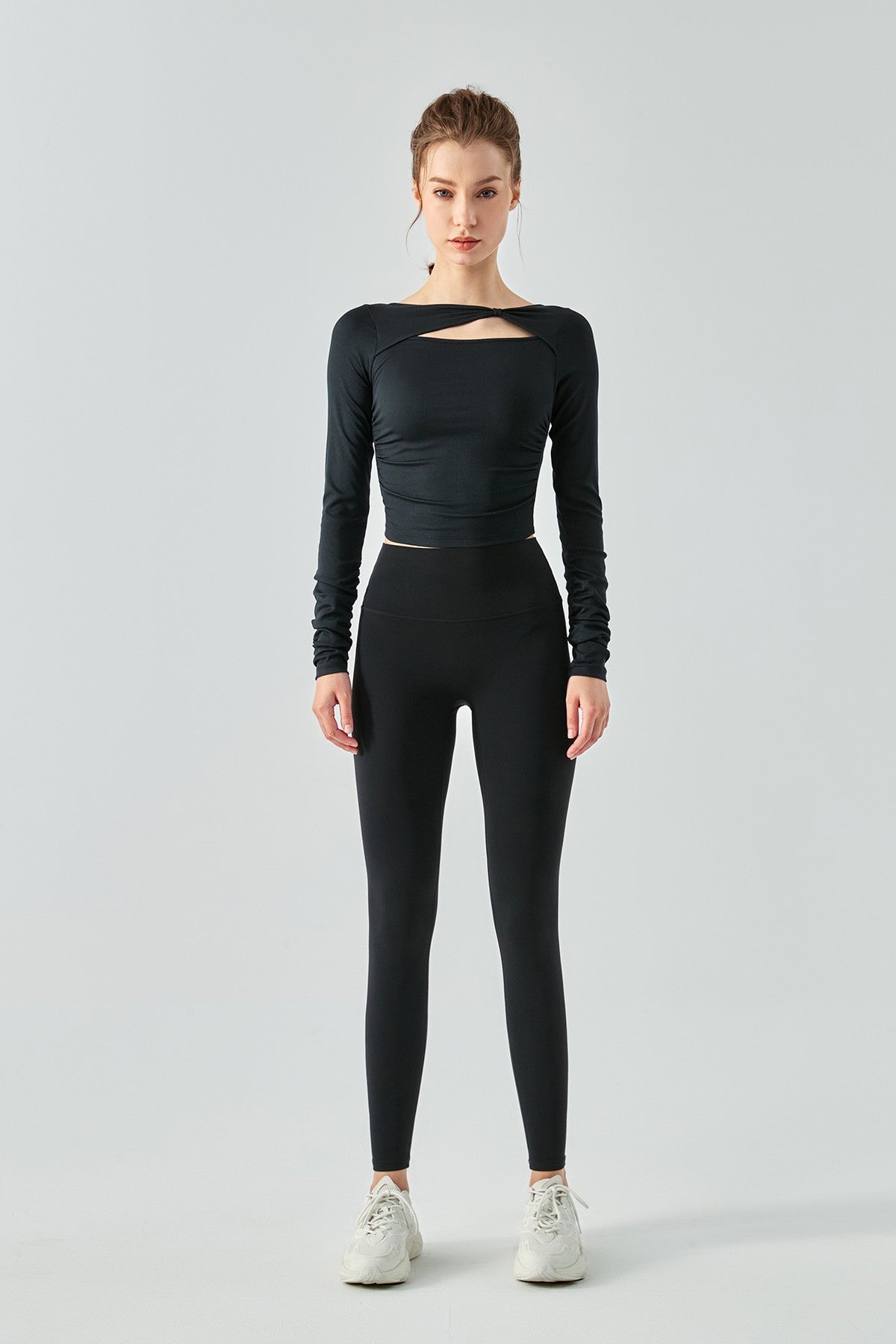 Ribbed Knit Long Sleeve Cutout Front Tops by bornfocus