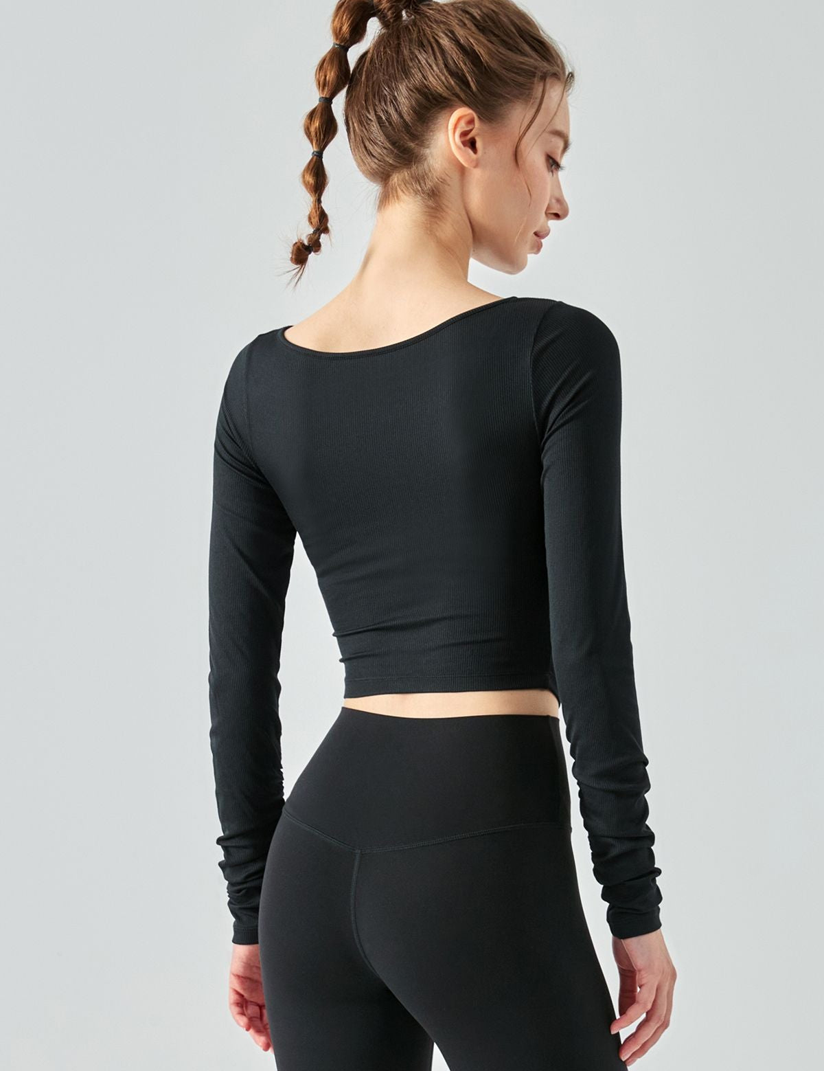 Ribbed Knit Long Sleeve Cutout Front Tops by bornfocus