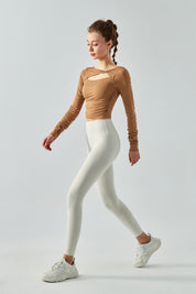 Ribbed Knit Long Sleeve Cutout Front Tops by bornfocus