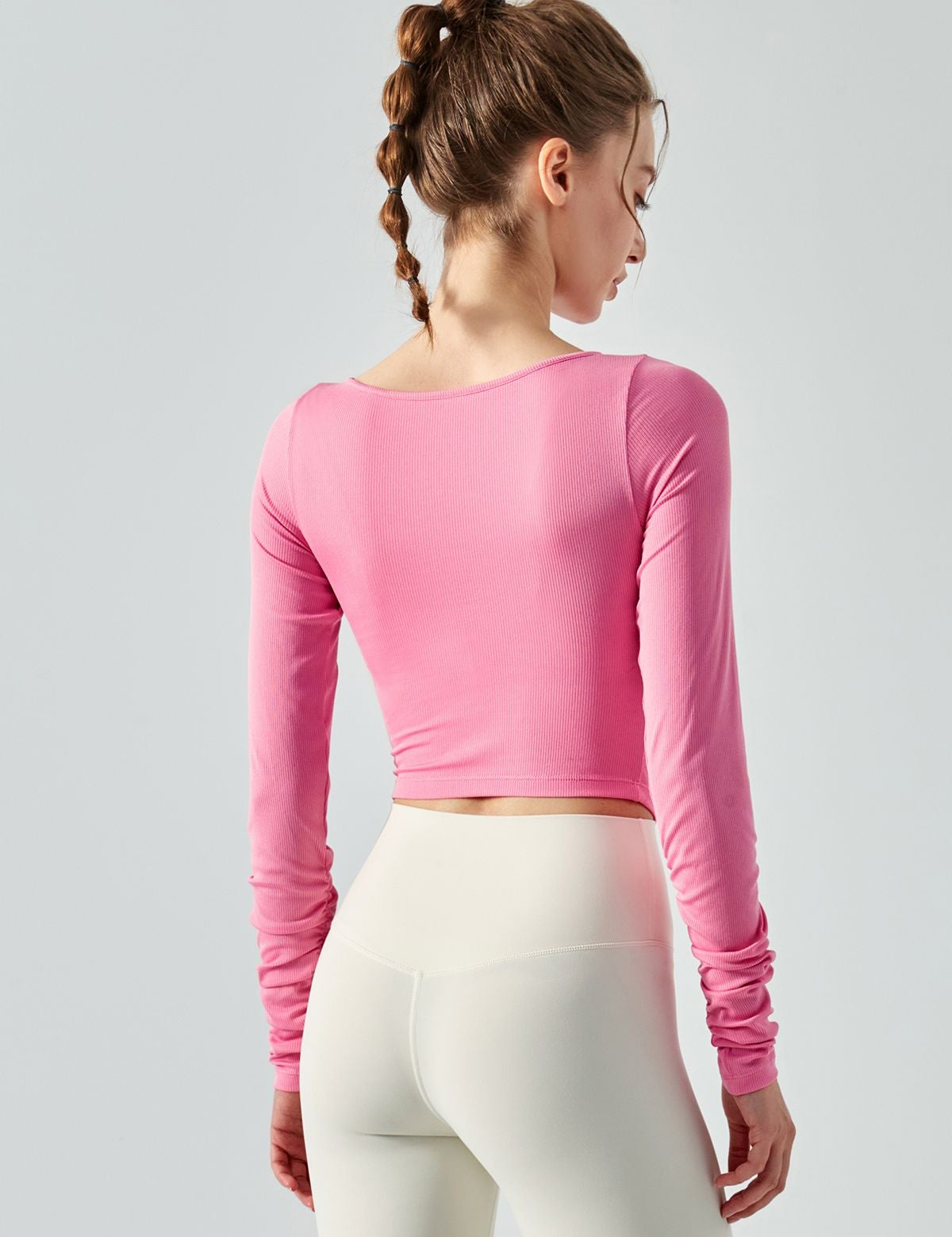 Ribbed Knit Long Sleeve Cutout Front Tops by bornfocus