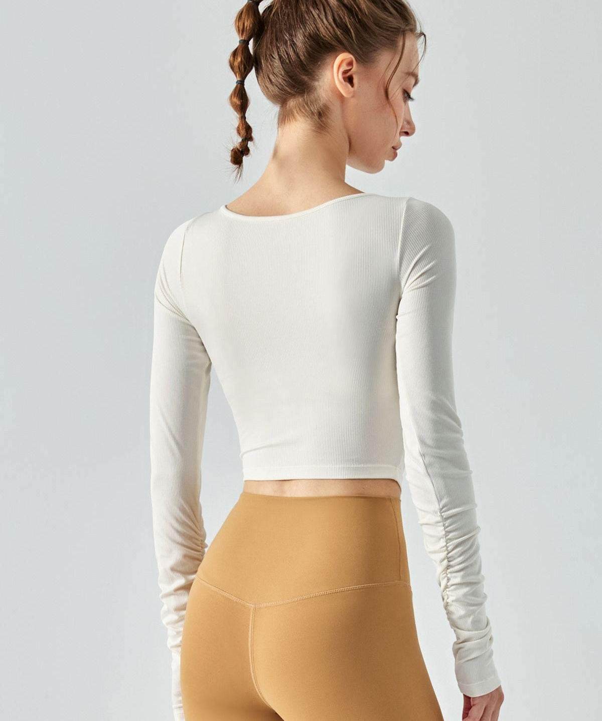 Ribbed Knit Long Sleeve Cutout Front Tops by bornfocus