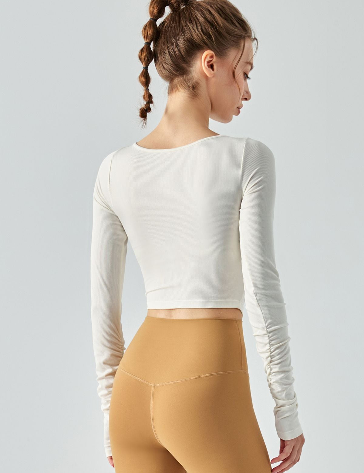 Ribbed Knit Long Sleeve Cutout Front Tops by bornfocus