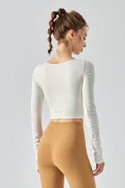 Ribbed Knit Long Sleeve Cutout Front Tops by bornfocus