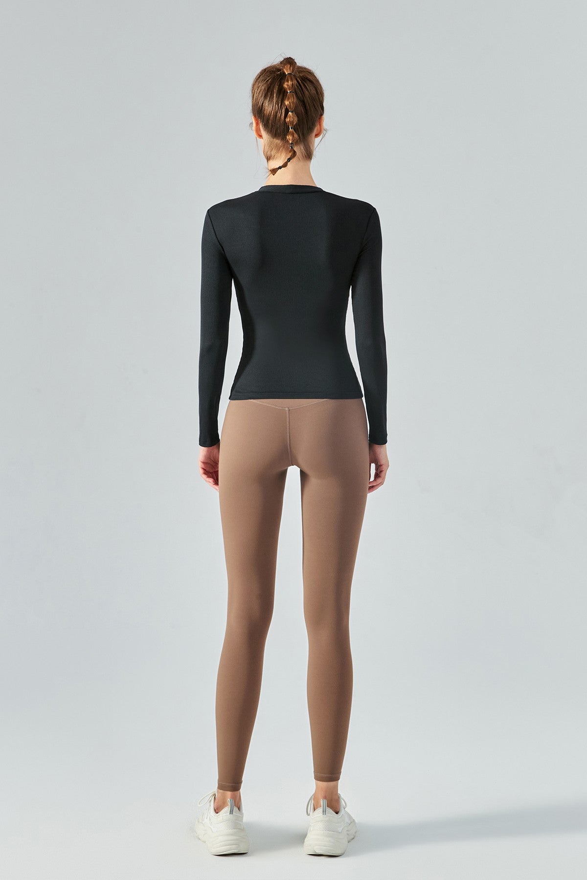 Rib Knit V-Neck Long Sleeve Tops by bornfocus