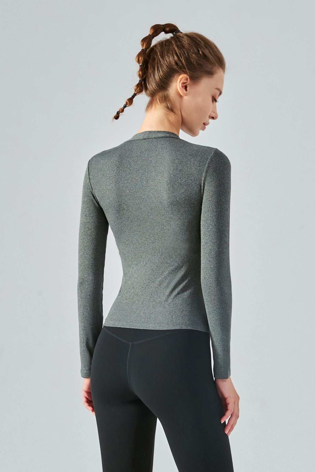 Rib Knit V-Neck Long Sleeve Tops by bornfocus