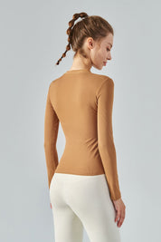 Rib Knit V-Neck Long Sleeve Tops by bornfocus