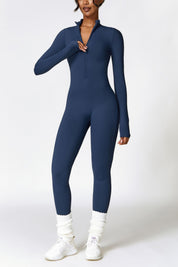 Fleece-Lined Half-Zip Active Jumpsuit by bornfocus