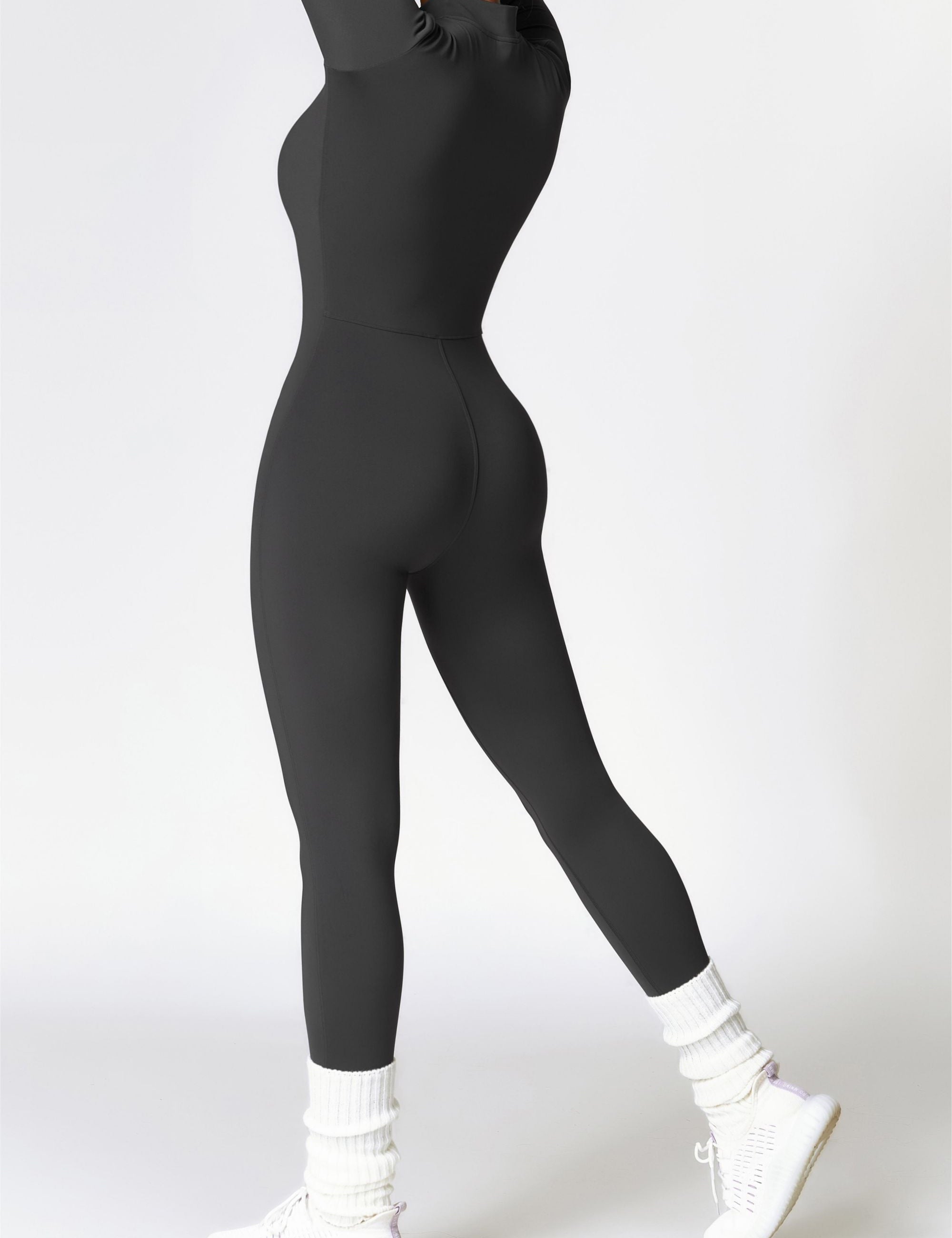 Fleece-Lined Half-Zip Active Jumpsuit by bornfocus