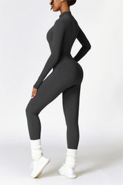 Fleece-Lined Half-Zip Active Jumpsuit by bornfocus