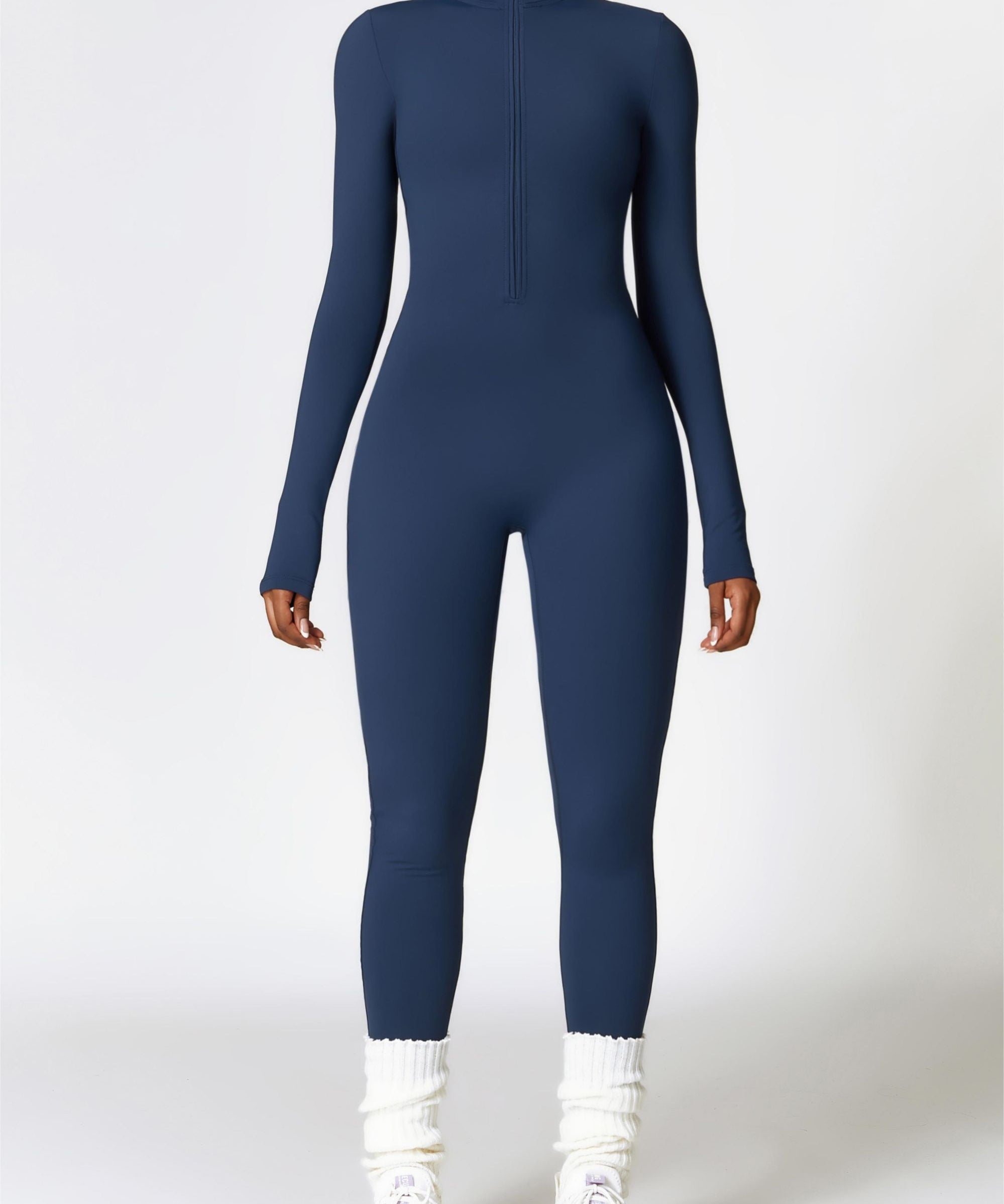 Fleece-Lined Half-Zip Active Jumpsuit by bornfocus