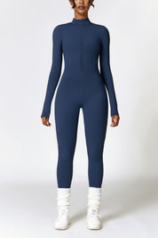 Fleece-Lined Half-Zip Active Jumpsuit by bornfocus