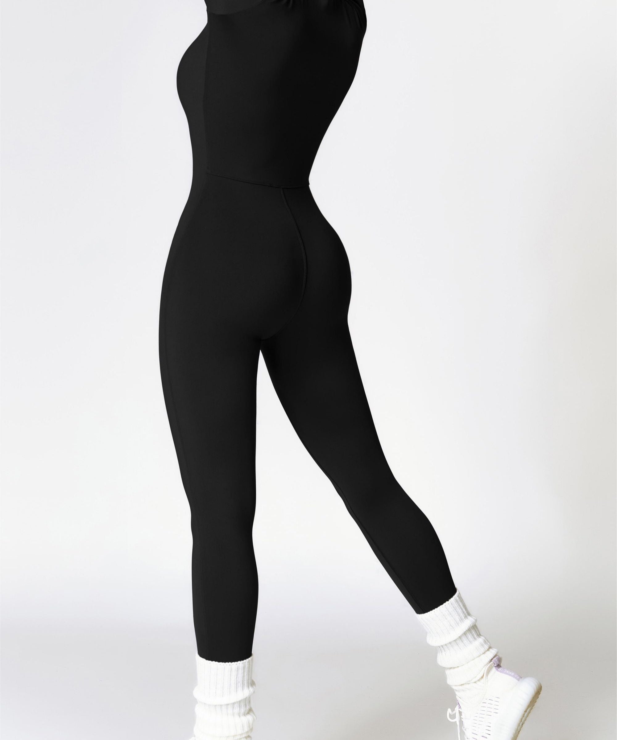 Fleece-Lined Half-Zip Active Jumpsuit by bornfocus