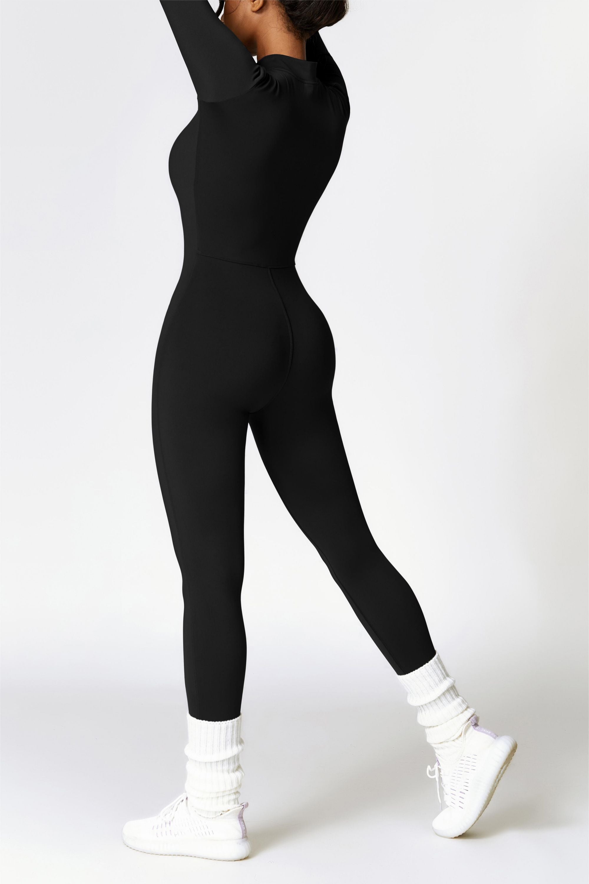 Fleece-Lined Half-Zip Active Jumpsuit by bornfocus