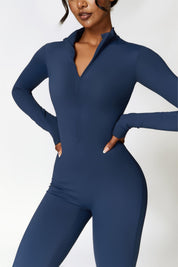 Fleece-Lined Half-Zip Active Jumpsuit by bornfocus