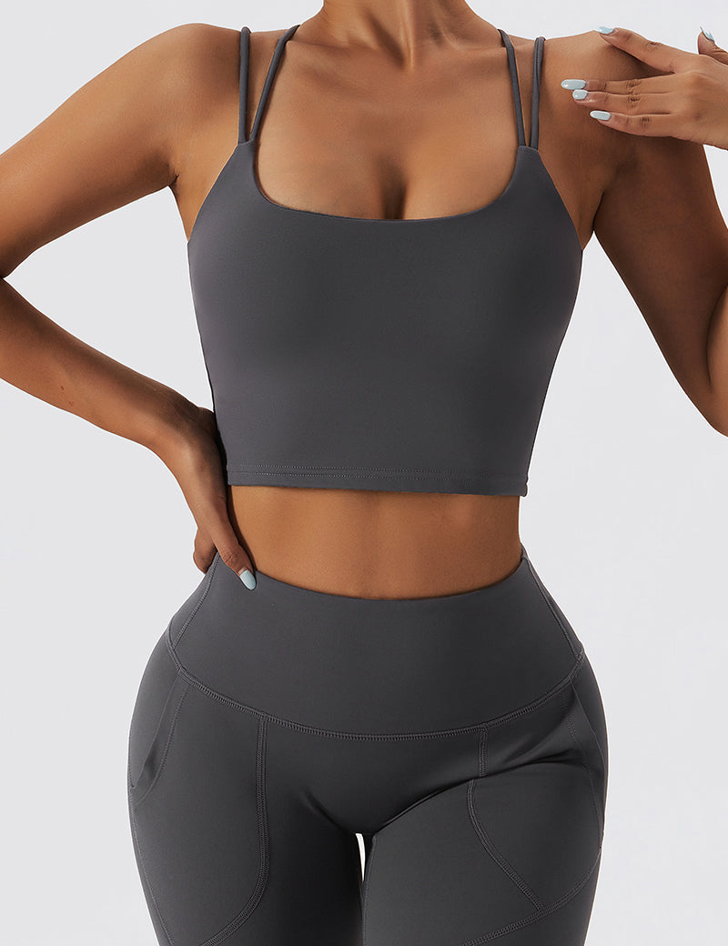 Fleece-Lined Strappy Sports Bra by bornfocus