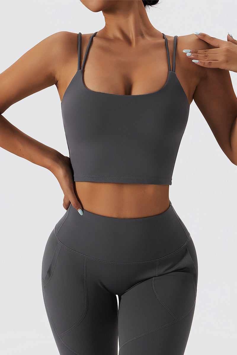 Fleece-Lined Strappy Sports Bra by bornfocus